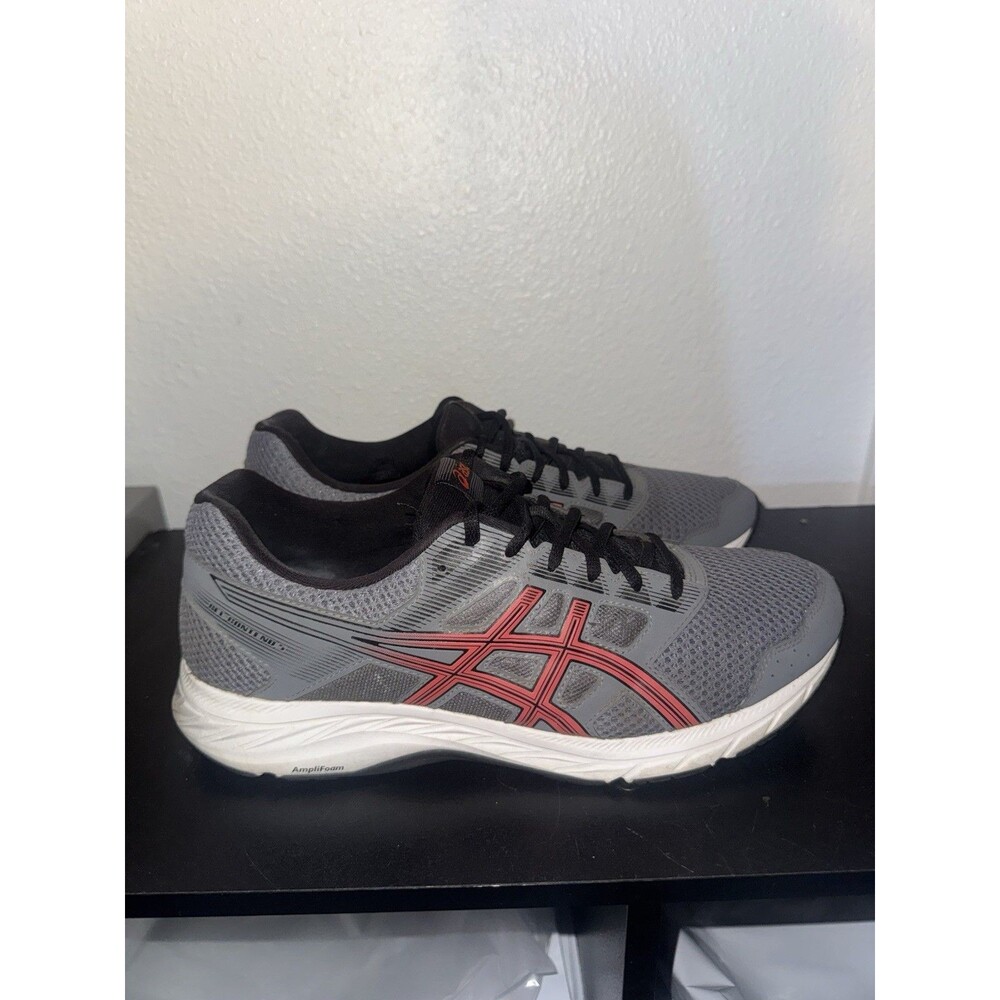 Asics Gel Contend 5 Running Shoes Mens 10.5 Gray Red Sneakers 1011A256